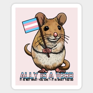 Ally is a Verb Trans Mouse Sticker